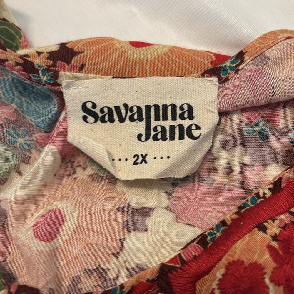 Savannah Jane Boho Floral Blouse Multi Color Sz 2… - image 3
